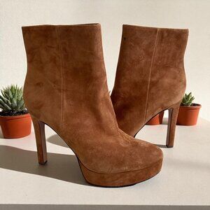 VERONICA BEARD Tan Suede Platform Boots Sz 6.5 NEW NWOB